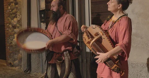Medieval musicians Stock Footage 116012193
