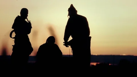 Medieval musicians' silhouettes Stock Footage 101651693