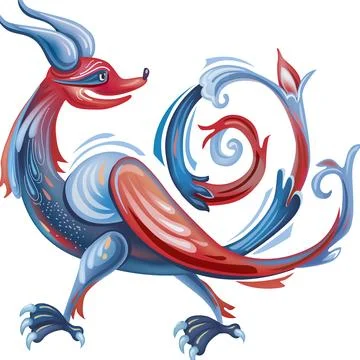 Medieval mythical creature, Illuminati manuscript inspiration, romanesque style Stock Illustration