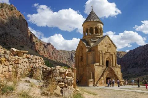 Medieval Noravank monastery complex in Amaghu valley, Armenia Stock Photos