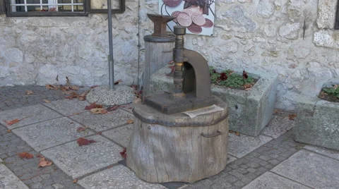 Medieval objects displayed in the courtyard of Bled Stock Footage 59823207