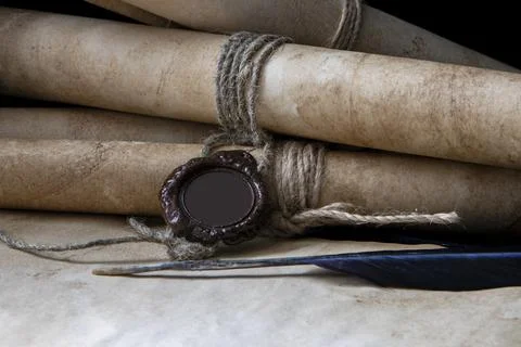 Medieval old scrolls. Stock Photos