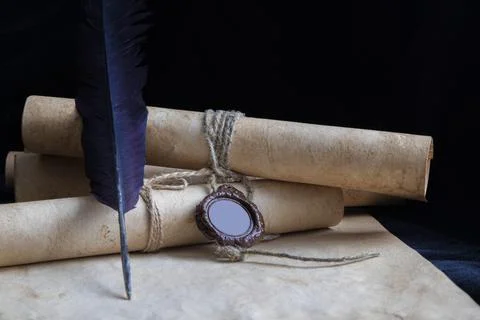 Medieval old scrolls. Stock Photos