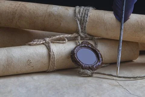 Medieval old scrolls. Stock Photos
