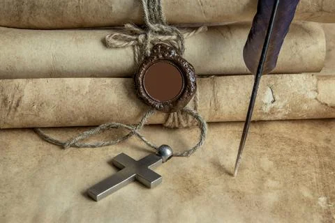 Medieval old scrolls. Stock Photos