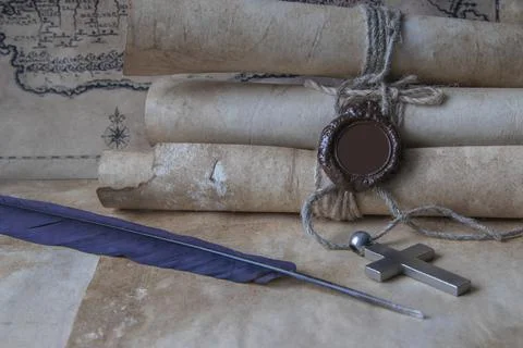 Medieval old scrolls. Stock Photos