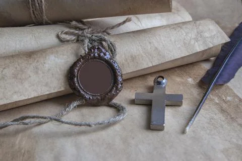 Medieval old scrolls. Stock Photos