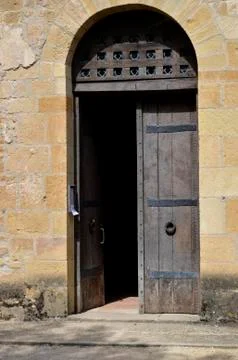 Medieval open door Stock Photos