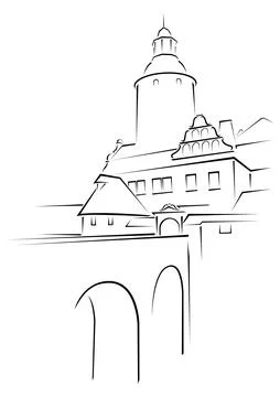 Medieval palace complex Stock Illustration