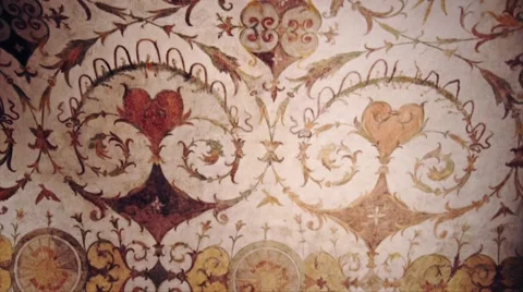 Medieval pattern on the wall Stock Footage 44789795