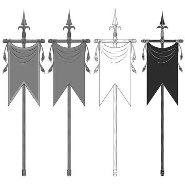 Medieval pennant design on a spear Stock Illustration