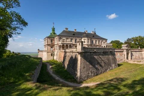 Medieval Pidhirtsi castle at sunny summer day in full view Stock Photos
