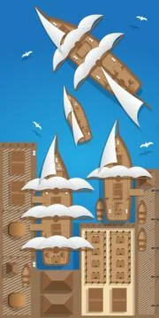 Medieval port. Stock Illustration