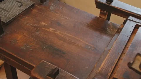 Medieval printing press 0002 Stock Footage 12629380