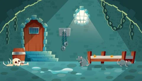 Medieval prison cell, game background 스톡 일러스트