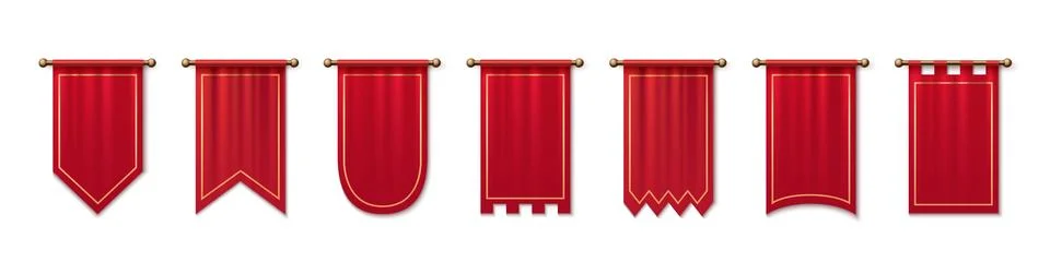 Medieval red pennant flags set isolated on white イラスト素材