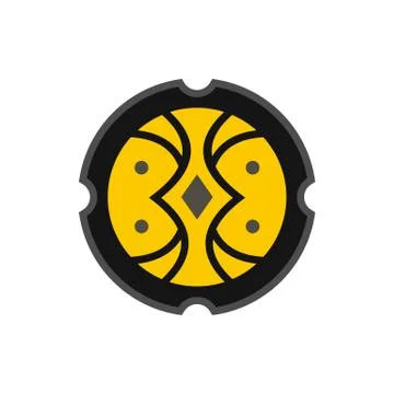Medieval round shield icon, flat style 스톡 일러스트