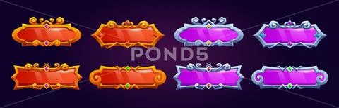 Medieval rpg game ui button metal frame Illustration #235881616