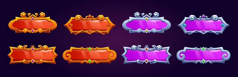 Medieval rpg game ui button metal frame 库存插图