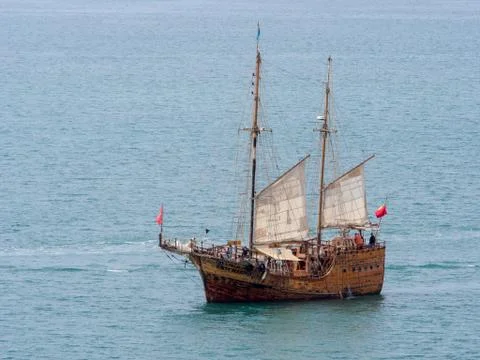 Medieval sailing ship Stock Photos