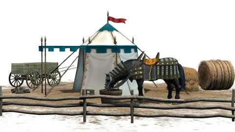 Medieval scene with horse Stock Illustration