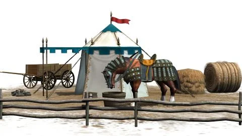 Medieval scene with horse Stock Illustration