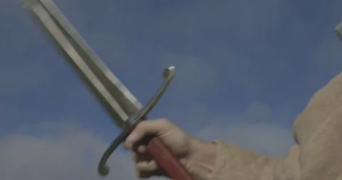 Medieval sharp sword, thrusting and slicing (close-up) #2 動画素材 146194337