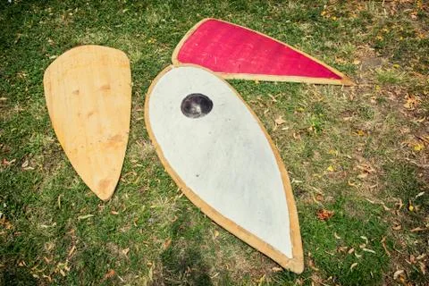 Medieval shields Stock Photos