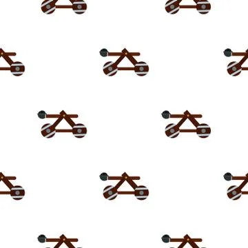 Medieval siege catapult pattern flat Stock Illustration