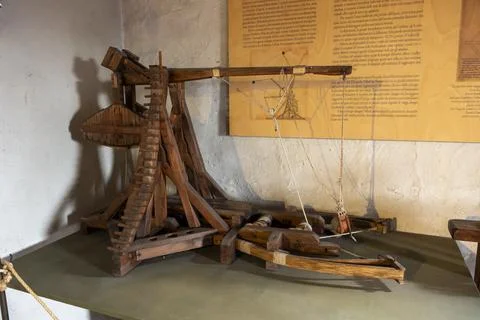 Medieval Siege Engine Replica on Display 스톡 사진