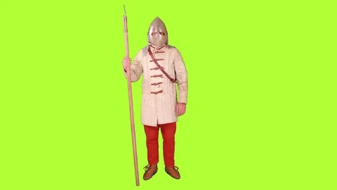 Medieval soldier doing sentry duty Stock Footage 76444403