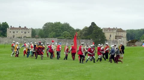 Medieval soldiers fighting Stock Footage 64011398