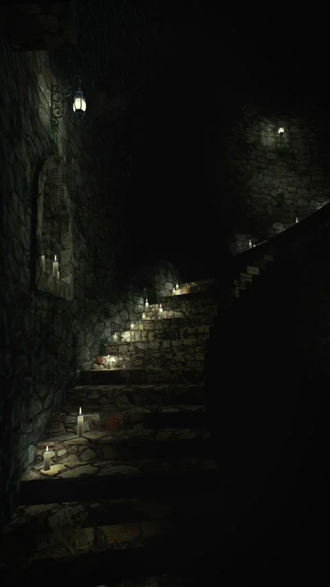 Medieval spiral staircase animation. Stock Footage 303217448