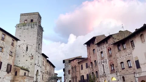 Medieval Square in San Gimignano Stock Footage 280497520