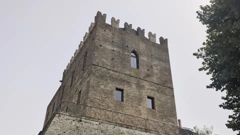 Medieval stone tower with battlements Stock Footage 344382820