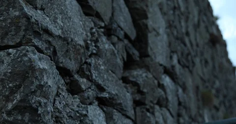 Medieval stone wall tracking shot Stock Footage 101028283