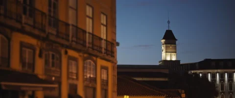 Medieval street of Lisbon at sunset Stock Footage 150835091