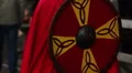 The medieval strong knight with an armour going to conquer another old town HD Footage