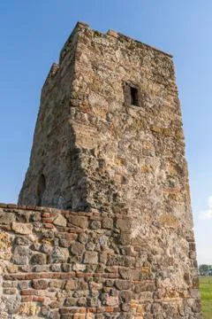 The medieval stumpy tower of Soltszentimre in Hungary Stock Photos