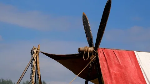 Medieval style tent with oars Stock-Footage 124767495