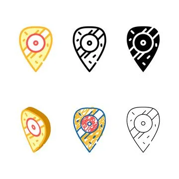 Medieval styleset shield color icon vector flat Stock Illustration