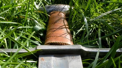 Medieval Sword close up - camera slide Video stock 37140546