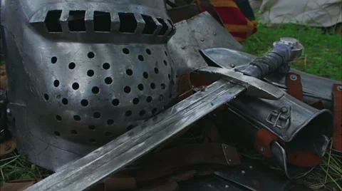 Medieval Sword close up - camera slide Stock Footage 56472609