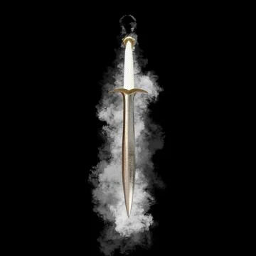 Medieval Sword with Clouds Illustrazione stock