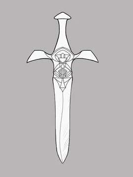 Medieval sword concept design, a weapon art Stock Illustration