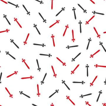 Medieval Sword Flat Vector Seamless Pattern Illustrazione stock