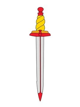 Medieval sword with a gold handle Stock Illustration