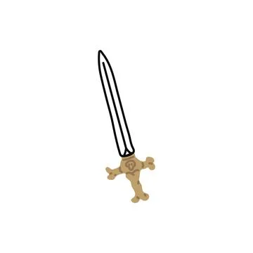 Medieval sword line art vector icon, cartoon knight war weapon, old dagger Stock Illustration