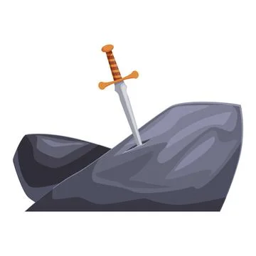 Medieval sword piercing stone, excalibur in the stone legend Stock Illustration