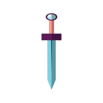 Medieval sword vector flat illustration. Icon of sword Excalibur, Iconic Stock Illustration